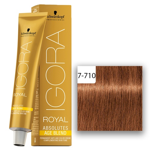 Schwarzkopf Professional IGORA ROYAL Absolutes Age Blend Haarfarbe 7-710 Mittelblond Kupfer Cendré  60ml