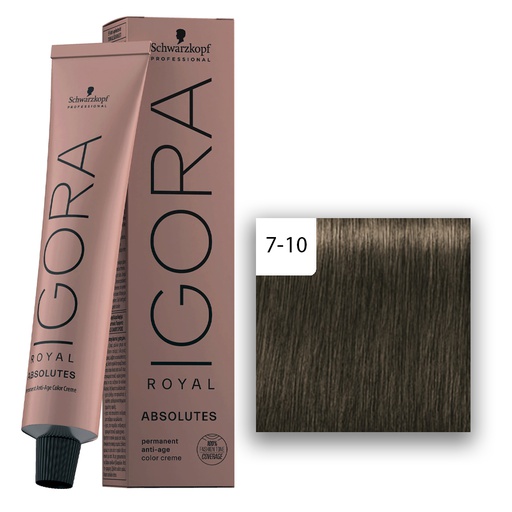 Schwarzkopf Professional IGORA ROYAL Absolutes Haarfarbe 7-10 DFINLEP Mittelblond Cendré natur  60ml
