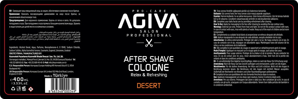Agiva After Shave Cologne Desert  400ml