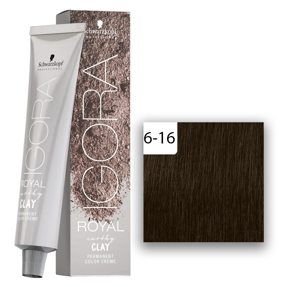 Schwarzkopf Professional IGORA ROYAL Earthy Clay Haarfarbe 6-16 Dunkelblond Cendre Schoko  60ml