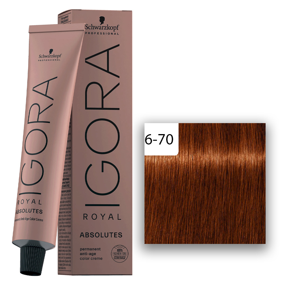 Schwarzkopf Professional IGORA ROYAL Absolutes Haarfarbe 6-70 Dunkelblond Kupfer Natur 60ml