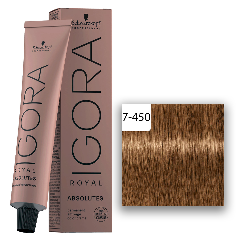 Schwarzkopf Professional IGORA ROYAL Absolutes Haarfarbe 7-450 Mittelblond Beige Gold Natur 60ml