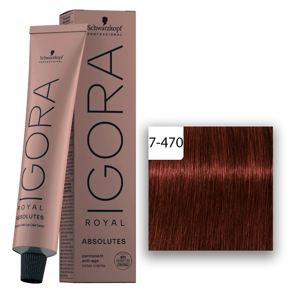 Schwarzkopf Professional IGORA ROYAL Absolutes Haarfarbe 7-470 Mittelblond Kupfer Beige Natur 60ml
