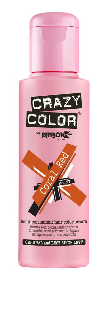 CRAZY COLOR Semi-Permanent Tönung n°57 CORAL RED 100ML