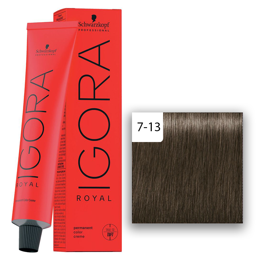 Schwarzkopf Professional IGORA ROYAL Haarfarbe Cools 7-13 Mittelblond Cendré Matt 60ml