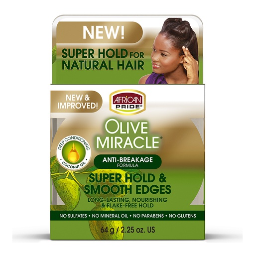 African Pride Olive Miracle Super Hold &amp; Smooth Edges 2.25oz/64g