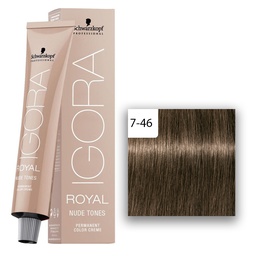 [M.13829.334] Schwarzkopf Professional IGORA ROYAL Nude Tones Haarfarbe 7-46 Mittelblond Beige Schoko  60ml