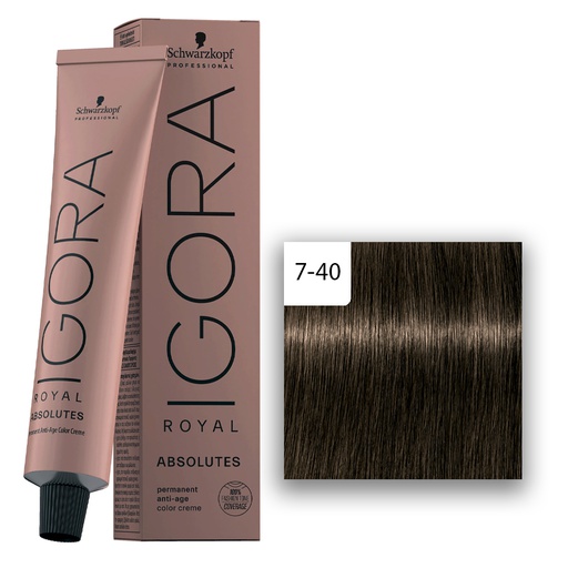 Schwarzkopf Professional IGORA ROYAL Absolutes Haarfarbe 7-40  Mittelblond Beige natur  60ml