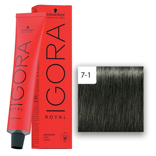 Schwarzkopf Professional IGORA ROYAL Haarfarbe 7-1 Mittelblond Cendré  60ml