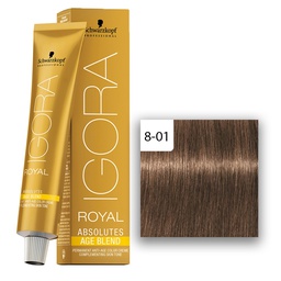 [M.13890.583] Schwarzkopf Professional IGORA ROYAL Absolutes Age Blend Haarfarbe 8-01 Hellblond Natur Cendré  60ml