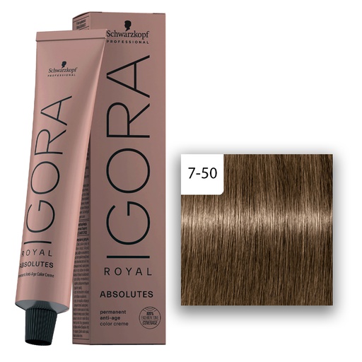 Schwarzkopf Professional IGORA ROYAL Absolutes Haarfarbe 7-50 Mittelblond Gold Natur  60ml