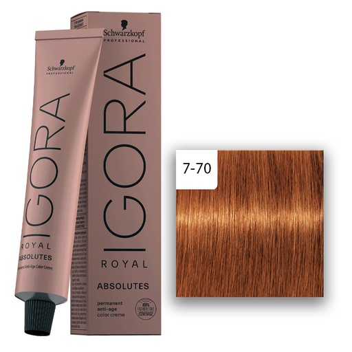 Schwarzkopf Professional IGORA ROYAL Absolutes Haarfarbe 7-70 Mittelblond Kupfer Natur  60ml