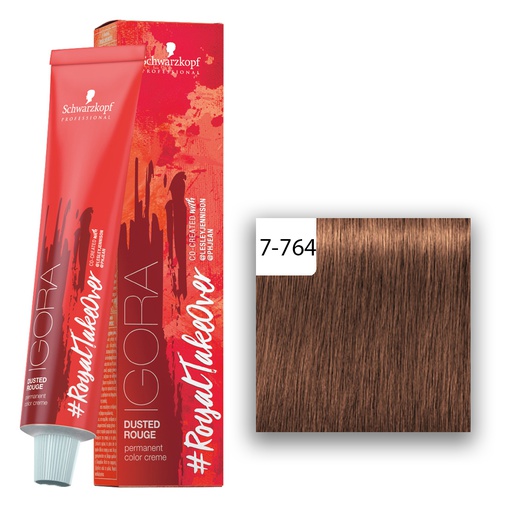 Schwarzkopf Professional IGORA ROYAL Take Over Dusted Rouge Haarfarbe Mittelblond Kupfer Schoko Beige 7-764  60ml