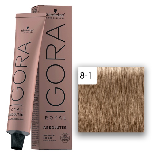 Schwarzkopf Professional IGORA ROYAL Absolutes Haarfarbe 8-01 Hellblond Natur Cendrè 60ml