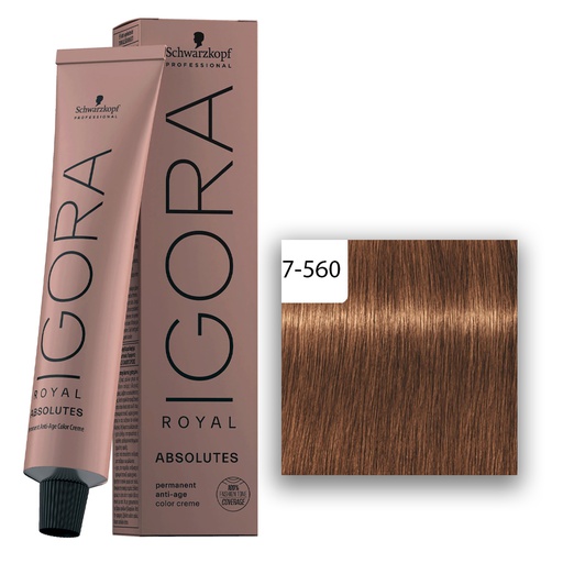 Schwarzkopf Professional IGORA ROYAL Absolutes Haarfarbe 7-560 Mittelblond Gold Schoko Natur 60ml