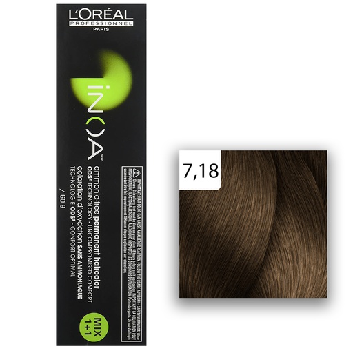 L'Oréal Professionnel INOA 7,18 mittelblond asch mokka 60ml